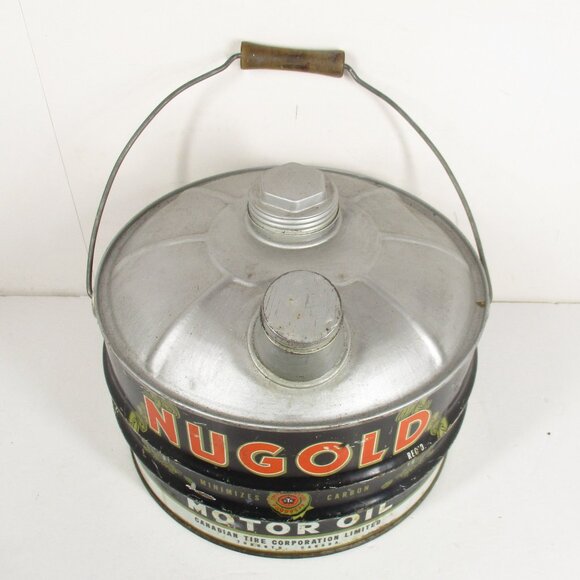 NUGOLD 2 Gallon Oil Can Canadian Tire Corporation Limited Gas Oil Tin - Picture 3 of 9